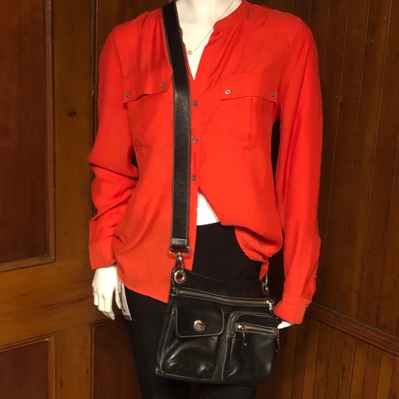 Bright Orange button up blouse - Picture 1 of 6